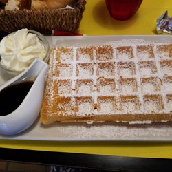Fritz, Tea-Room - Belgian waffle with caramel sauce and whipped cream
