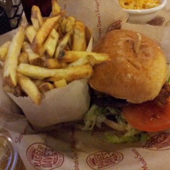 Bagger Dave's Burger Tavern - BBQ Bacon Cheeseburger and side of fries - Burgers Near Me - Fort Wayne, Indiana