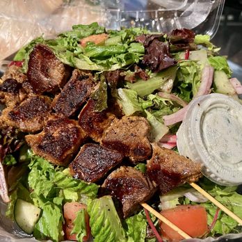 Wally's Cafe - Lamb kebab platter (subbed salad instead of rice). - Middle Eastern Near Me - Emeryville, California Wally's Cafe - Lamb kebab platter (subbed salad instead of rice). - Middle Eastern Near Me - Emeryville, California