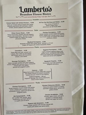 Menu photo 1 Lamberto’s Brandon House Bistro Columbus, TX