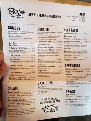 Menu photo 1 Baja Fish Tacos Brea, CA Menu photo 1 Baja Fish Tacos Brea, CA
