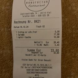 Manufactur - 10,90 € für die Apfeltasche... stolzer Preis... auch die 17,90 € für's Hauptgericht