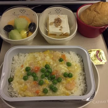 Cathay Pacific - Economy meal: shrimp & egg over rice - Airlines Near Me - San Francisco, California Cathay Pacific - Economy meal: shrimp & egg over rice - Airlines Near Me - San Francisco, California