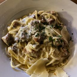 Crispy pork belly carbonara