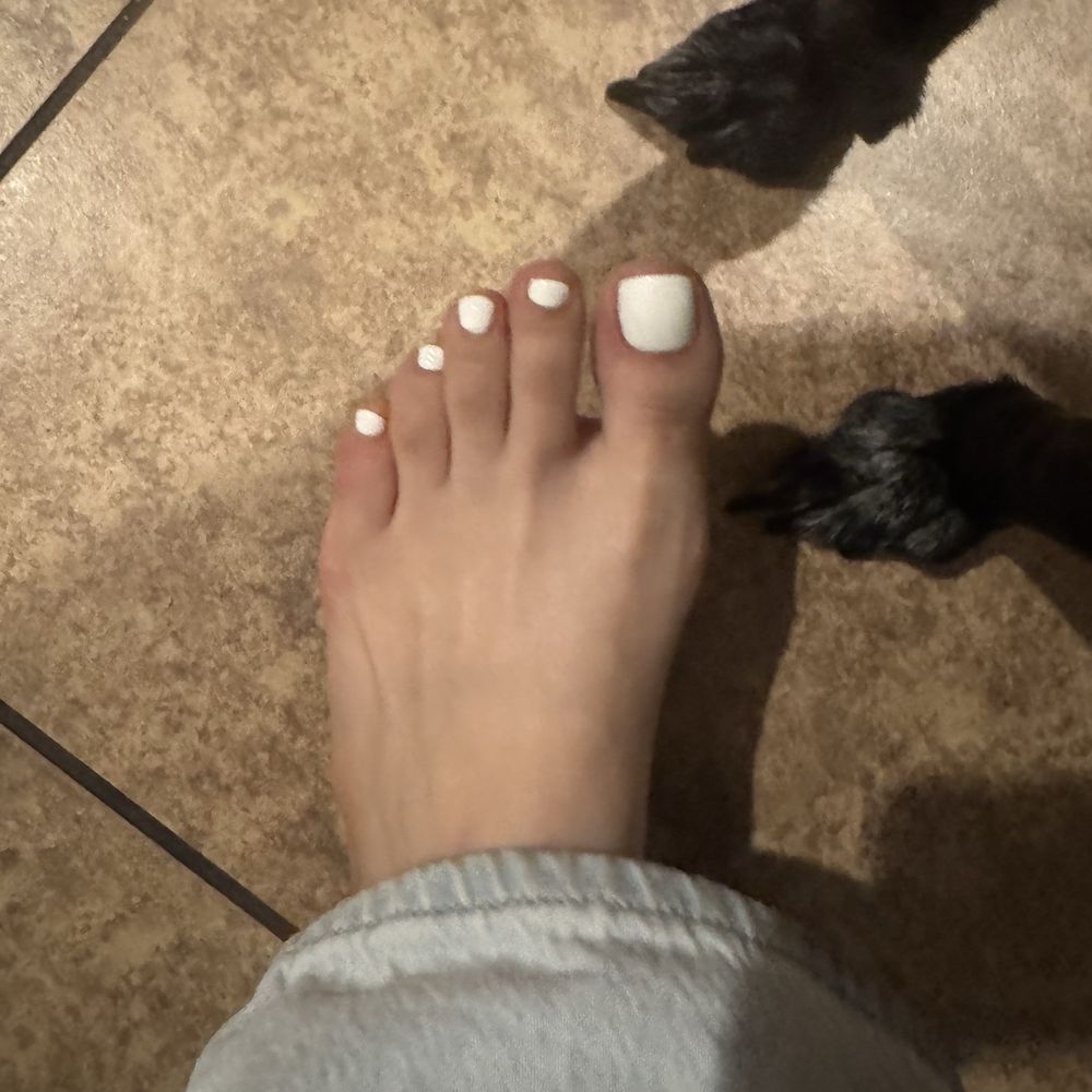 Prestige Nail Boutique - Regular pedicure with solid gel color. My dog wanted to be in the pic. - Nail Salons Near Me - Las Vegas, Nevada