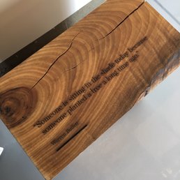 Laser engraved wood block