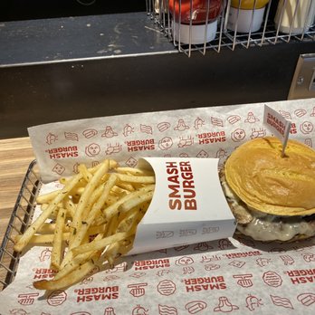 Smashburger - Mushroom Swiss Burger and Smash Fries. Very tasty! - Burgers Near Me - Denver, Colorado Smashburger - Mushroom Swiss Burger and Smash Fries. Very tasty! - Burgers Near Me - Denver, Colorado