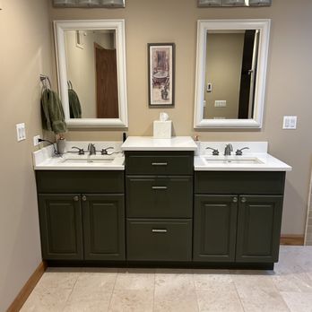 Nhance Cabinet Refinishing - Master bath with Forest Green paint - General Contractors Near Me - Chicago, Illinois