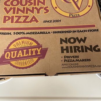 Cousin Vinny's Pizza - Box it came in - Pizza Near Me - Kettering, Ohio Cousin Vinny's Pizza - Box it came in - Pizza Near Me - Kettering, Ohio