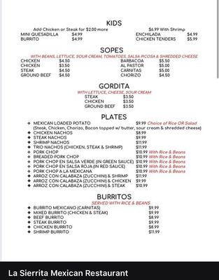 Menu photo 4 La Sierrita Greenville, MS