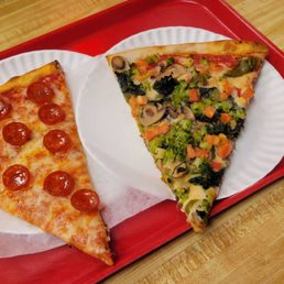 Pizza slices (pepperoni and veggie) Pizza slices (pepperoni and veggie)