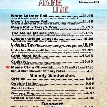 The Maine Line - Menu - Seafood Near Me