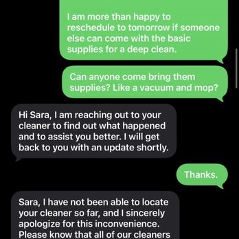 Wave House Cleaning - Texts with Wave Cleaning manager during clean - Home Cleaning Near Me