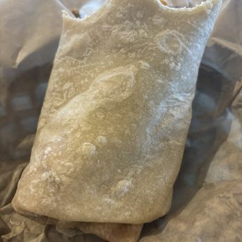 Breakfast burrito with chorizo, eggs, and potatoes.