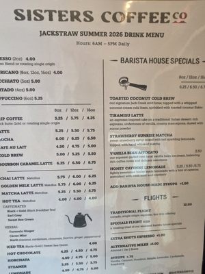 Menu photo 1 Sisters Coffee - Jackstraw Bend, OR Menu photo 1 Sisters Coffee - Jackstraw Bend, OR