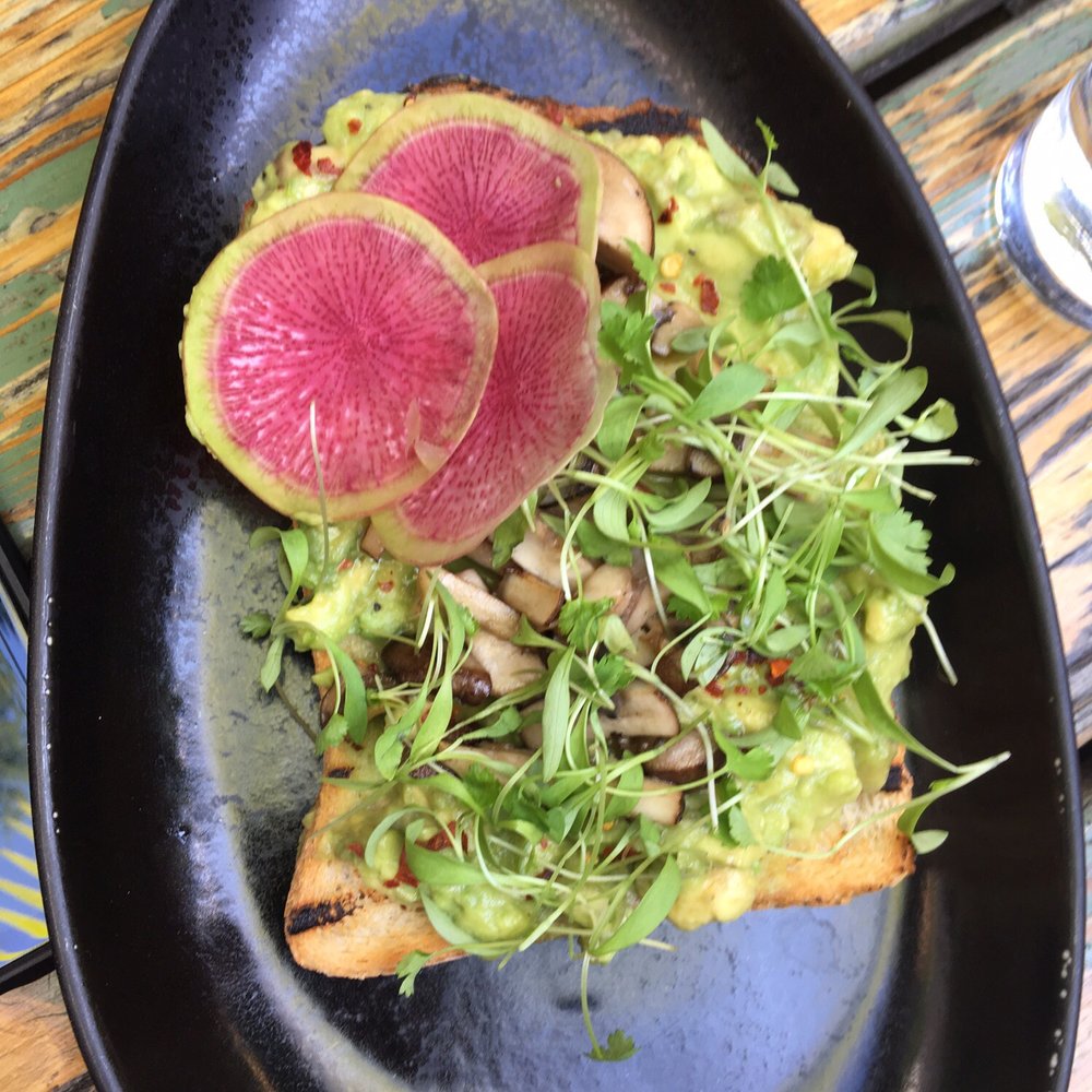Midnights - Avocado Toast with Turmeric Poached Egg - Cocktail Bars Near Me - Brooklyn, New York Midnights - Avocado Toast with Turmeric Poached Egg - Cocktail Bars Near Me - Brooklyn, New York