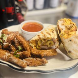The Garlic Pit Pasta House - g pit wrap with eggplant fries