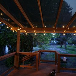 Mix Company - Covered front porch with solar lights that Jonathan hung for me.