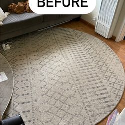 Ferrante's Steam Carpet Cleaning - Before cleaning! My originally off white rug was super dingy, dirty, and had a few dark stains