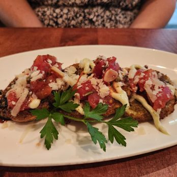 RIS - The fried green tomatoes are served with tomatoes on top. Very meta. - New American Near Me - Washington, DC, District of Columbia
