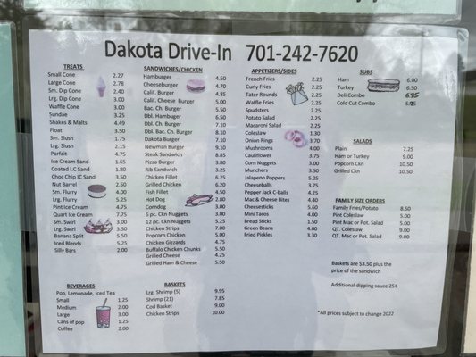 Menu photo 3 Dakota Drive In Hankinson, ND
