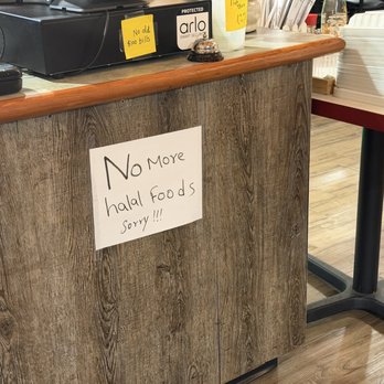 Nara Teriyaki - No more Halal foods sign - Chicken Wings Near Me - Shoreline, Washington