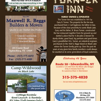 Turner Inn - Turner Inn 2017 Menu - Bars Near Me - Morristown, New York Turner Inn - Turner Inn 2017 Menu - Bars Near Me - Morristown, New York