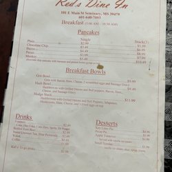 Red’s - Breakfast menu