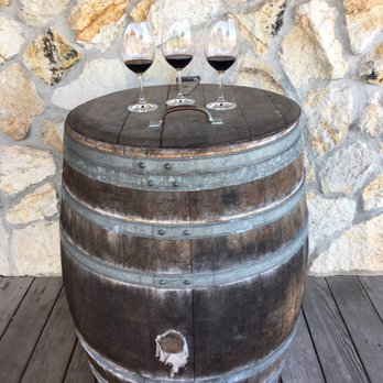 William Perry - three wine glasses on a barrel - Wineries Near Me - Saint Helena, California William Perry - three wine glasses on a barrel - Wineries Near Me - Saint Helena, California