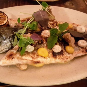 Campfire - Roasted whole fish- branzino, gigante beans, spring onions, lemon, artichokes - New American Near Me - Carlsbad, California Campfire - Roasted whole fish- branzino, gigante beans, spring onions, lemon, artichokes - New American Near Me - Carlsbad, California