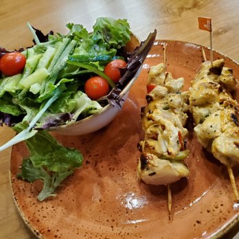 Galos Flame Grilled Chicken - Two kabobs and a Galos salad - Chicken Shop Near Me - Bellingham, Washington Galos Flame Grilled Chicken - Two kabobs and a Galos salad - Chicken Shop Near Me - Bellingham, Washington