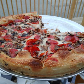Barrel Junction - "Pan" style pizza with pepperoni and mushrooms. 8.1 on the Barstool Scale. Tasty. - Burgers Near Me - Allison Park, Pennsylvania Barrel Junction - "Pan" style pizza with pepperoni and mushrooms. 8.1 on the Barstool Scale. Tasty. - Burgers Near Me - Allison Park, Pennsylvania