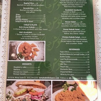 Tasty Kabob - Menu - Persian/Iranian Near Me - El Paso, Texas