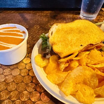 The Wheel Barrel - half Not Your Mama's BLT and tomato bisque with chips ($12 as of 08/2026) was fantastic - Bars Near Me - Topeka, Kansas