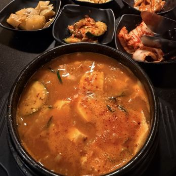 Seoul Hot Pot - Pork tofu soup with banchan - Korean Near Me - Redmond, Washington Seoul Hot Pot - Pork tofu soup with banchan - Korean Near Me - Redmond, Washington