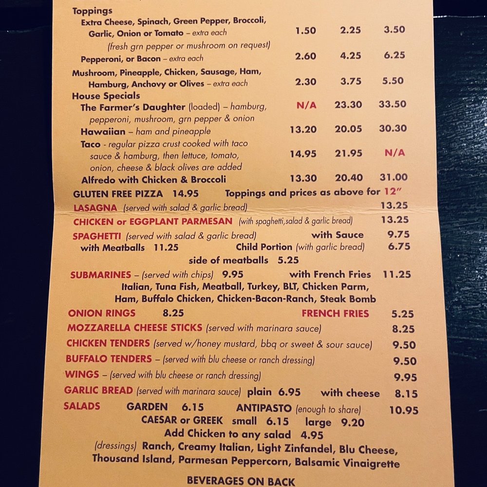 Pizza Barn - Inside menu - Pizza Near Me - Center Ossipee, New Hampshire Pizza Barn - Inside menu - Pizza Near Me - Center Ossipee, New Hampshire
