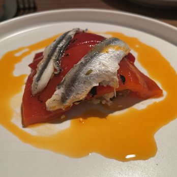 Nudibranch - Roast pepper w tofu, finger lime, capers, boquerone - Spanish Near Me - New York, New York Nudibranch - Roast pepper w tofu, finger lime, capers, boquerone - Spanish Near Me - New York, New York