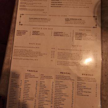 Alma Cocina Buckhead - Back of Menu - Mexican Near Me - Atlanta, Georgia