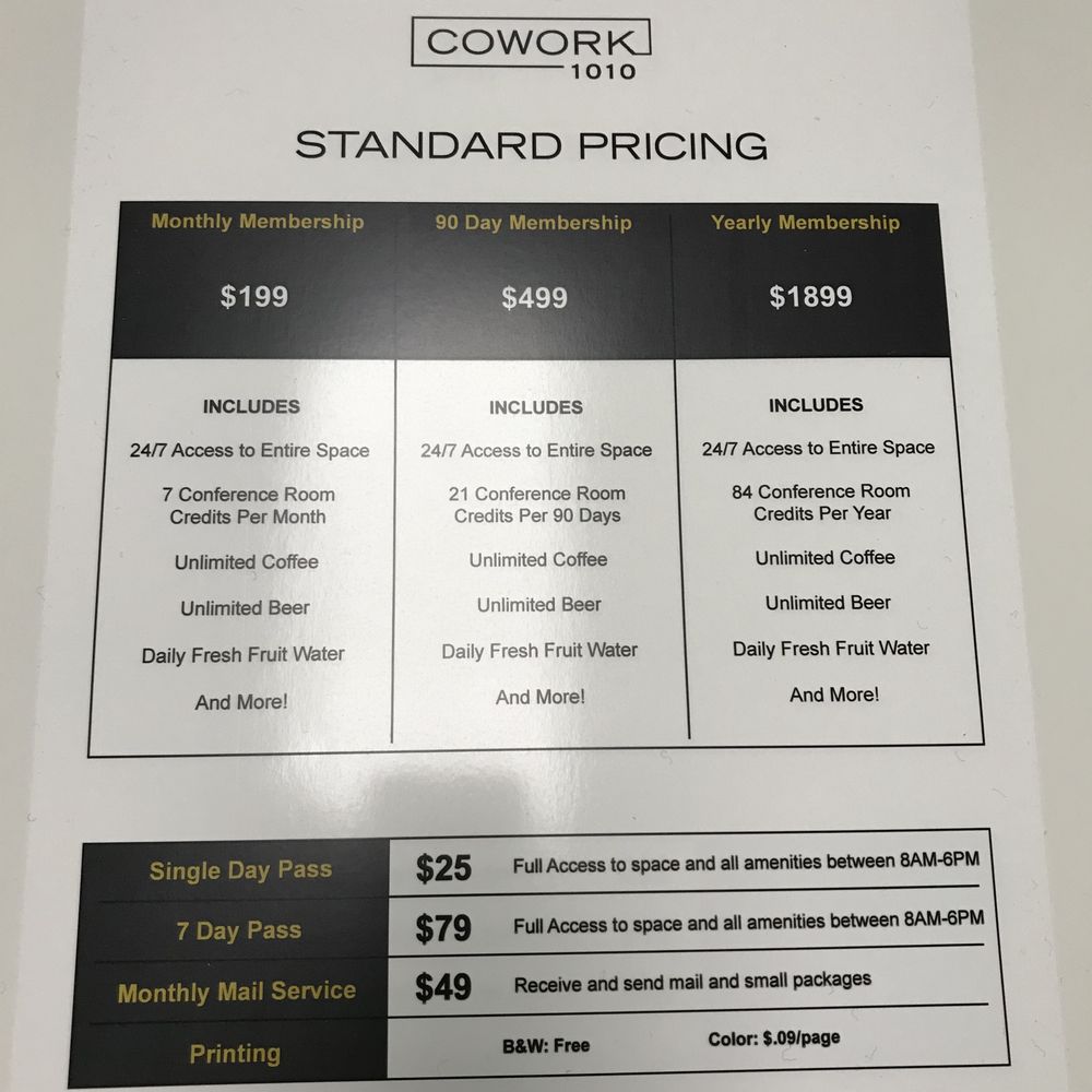 COWORK 1010 - Pricing options - Shared Office Spaces Near Me - Indianapolis, Indiana