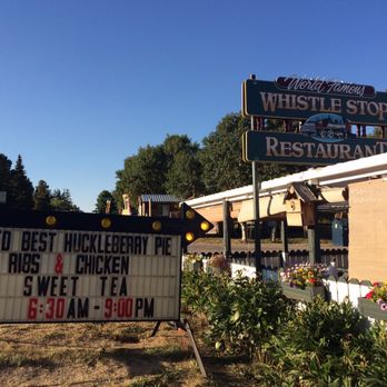Whistle Stop Restaurant - the sign for the restaurant - American Near Me - East Glacier Park, Montana Whistle Stop Restaurant - the sign for the restaurant - American Near Me - East Glacier Park, Montana