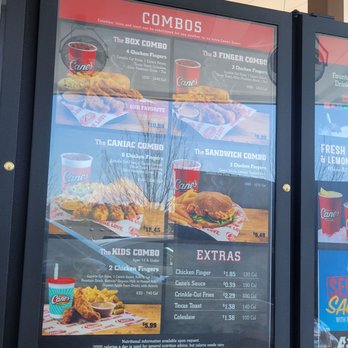 Raising Cane's Chicken Fingers - Drive thru menu - Fast Food Near Me - Dacula, Georgia