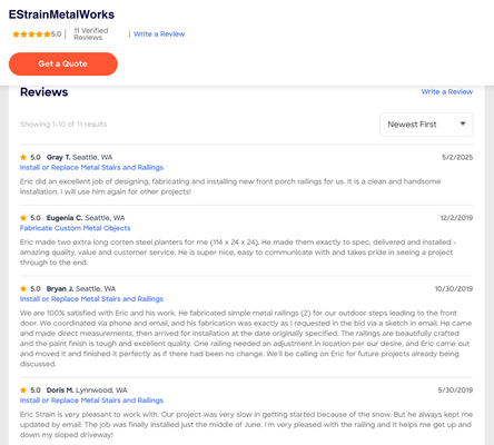 5 Star Reviews through Home Advisor - I thank and value every client of mine and appreciate the kind words. I look forward to our next project together.
