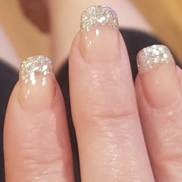I love the French tip look. I had them use silver sparkle since it's getting toward the holidays. I love the French tip look. I had them use silver sparkle since it's getting toward the holidays.
