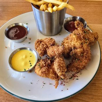 Highly Likely - Chicken strips and fries!!! So so good. Hot honey and yuzu aioli also so delicious - Coffee & Tea Near Me - Ojai, California