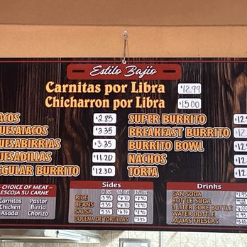 Carnitas Del Bajio - A la Carte Menu - Mexican Near Me - Los Banos, California