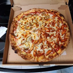 A -1 Pizza - Half sausage and buffalo chicken pie