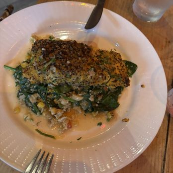 The Refuge - Quinoa Crusted Salmon - Latin American Near Me - Melville, New York The Refuge - Quinoa Crusted Salmon - Latin American Near Me - Melville, New York