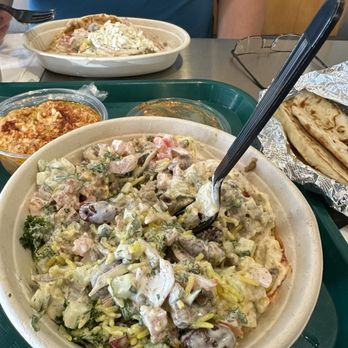 Zaytoon Mediterranean Grill - Hummus/rice bowl, spicey feta and pita with lamb. - Mediterranean Near Me - Hilliard, Ohio