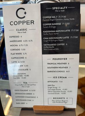 Menu photo 1 Copper Espresso Bar Houston, TX