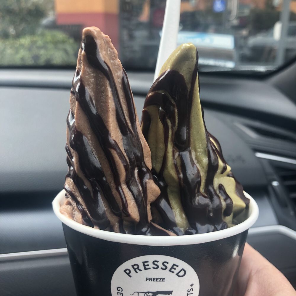 Pressed - Chocolate and matcha freeze drizzled with chocolate sauce - Ice Cream & Frozen Yogurt Near Me - Laguna Niguel, California Pressed - Chocolate and matcha freeze drizzled with chocolate sauce - Ice Cream & Frozen Yogurt Near Me - Laguna Niguel, California